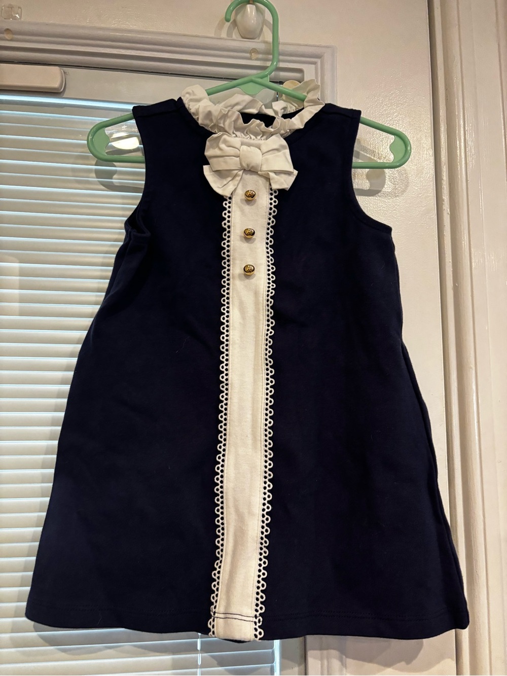 Janie and Jack Navy Dress with Cream Ruffle Collar